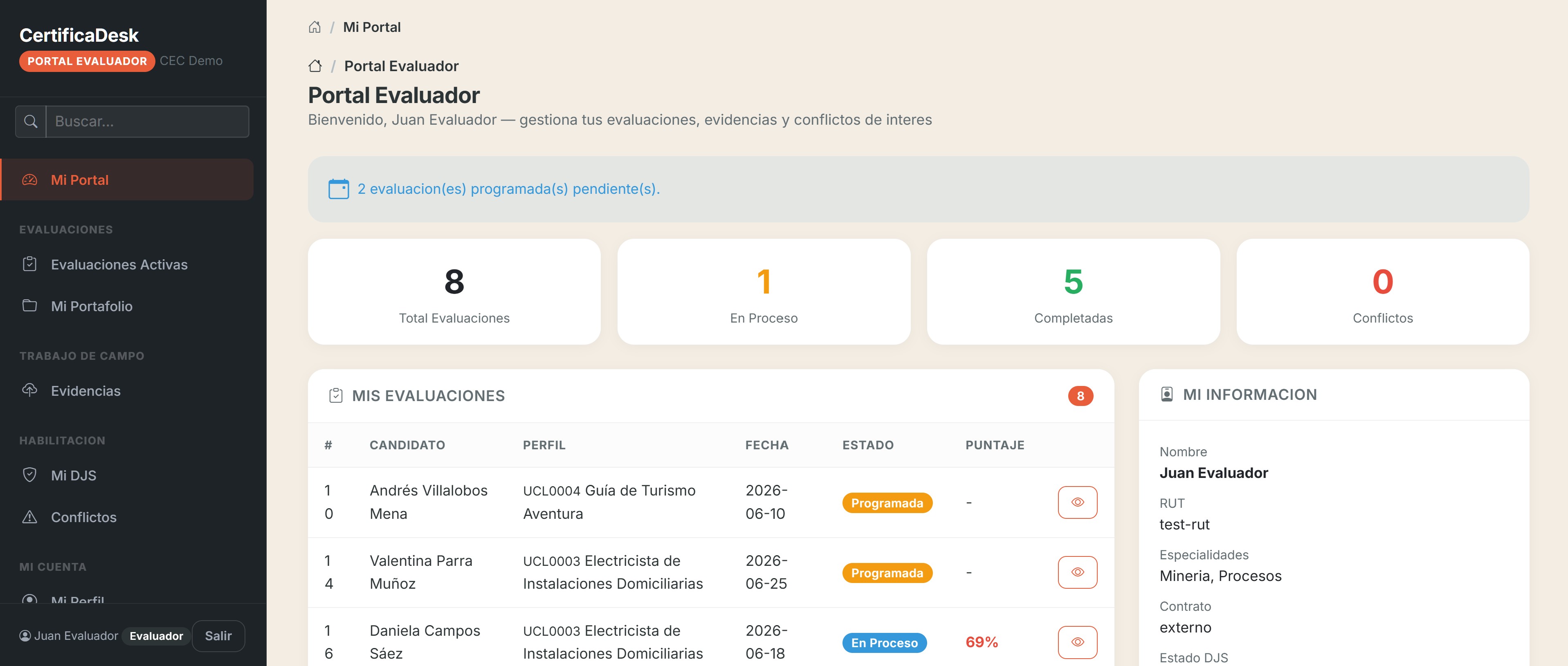Portal Evaluador